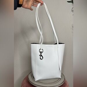 Rebecca Minkoff White Leather Tote Bag Medium Shoulder Bag Handbag